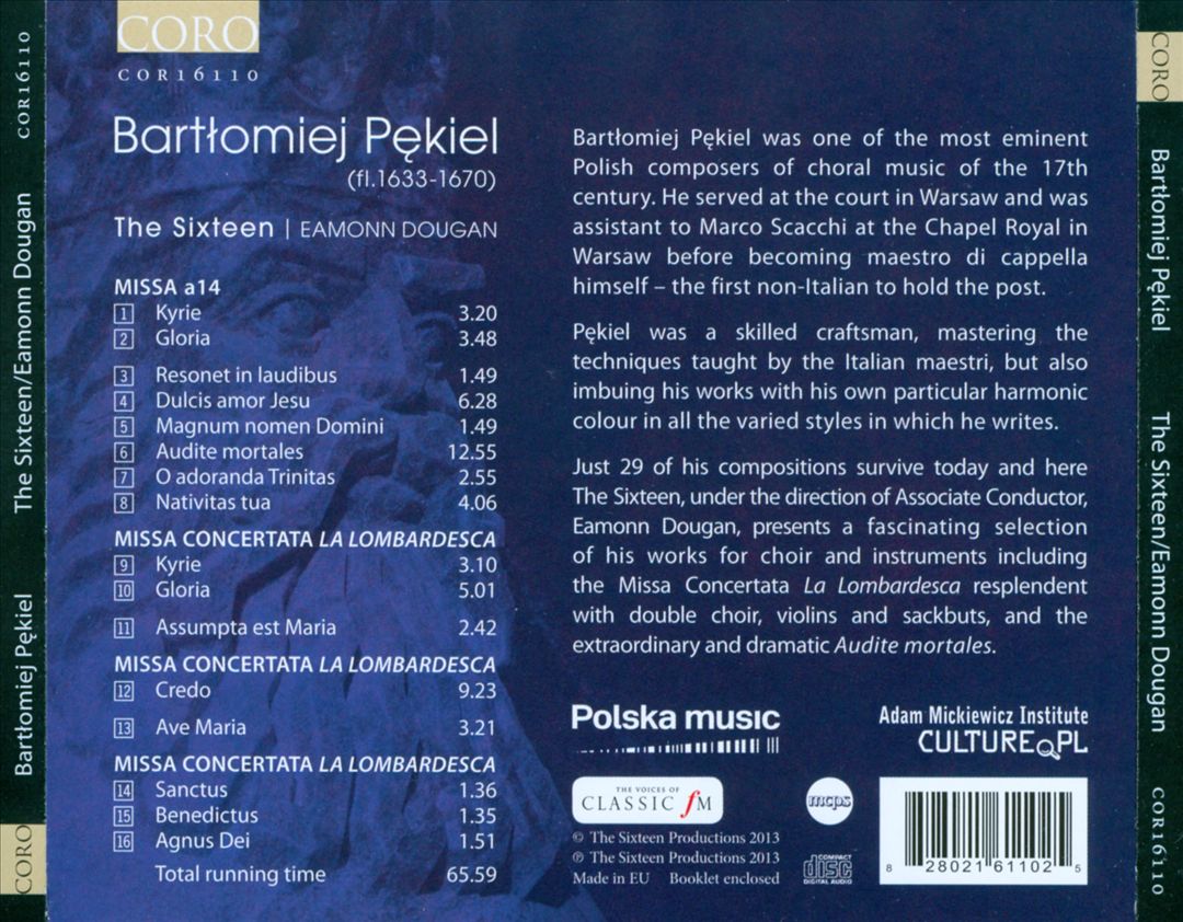 Bartlomiej Pekiel: Ave Maria; Missa Concertata "La Lombardesca"; Audiete mortales cover art