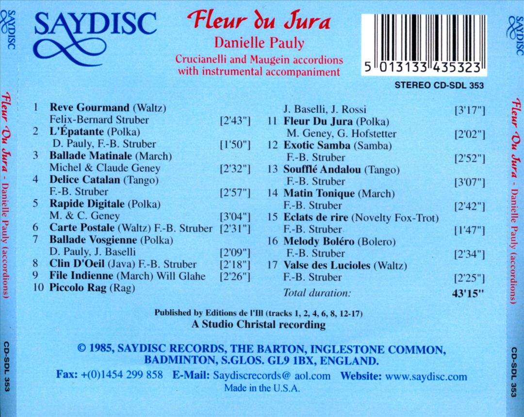 Fleur Du Jura/French Accordion Music cover art