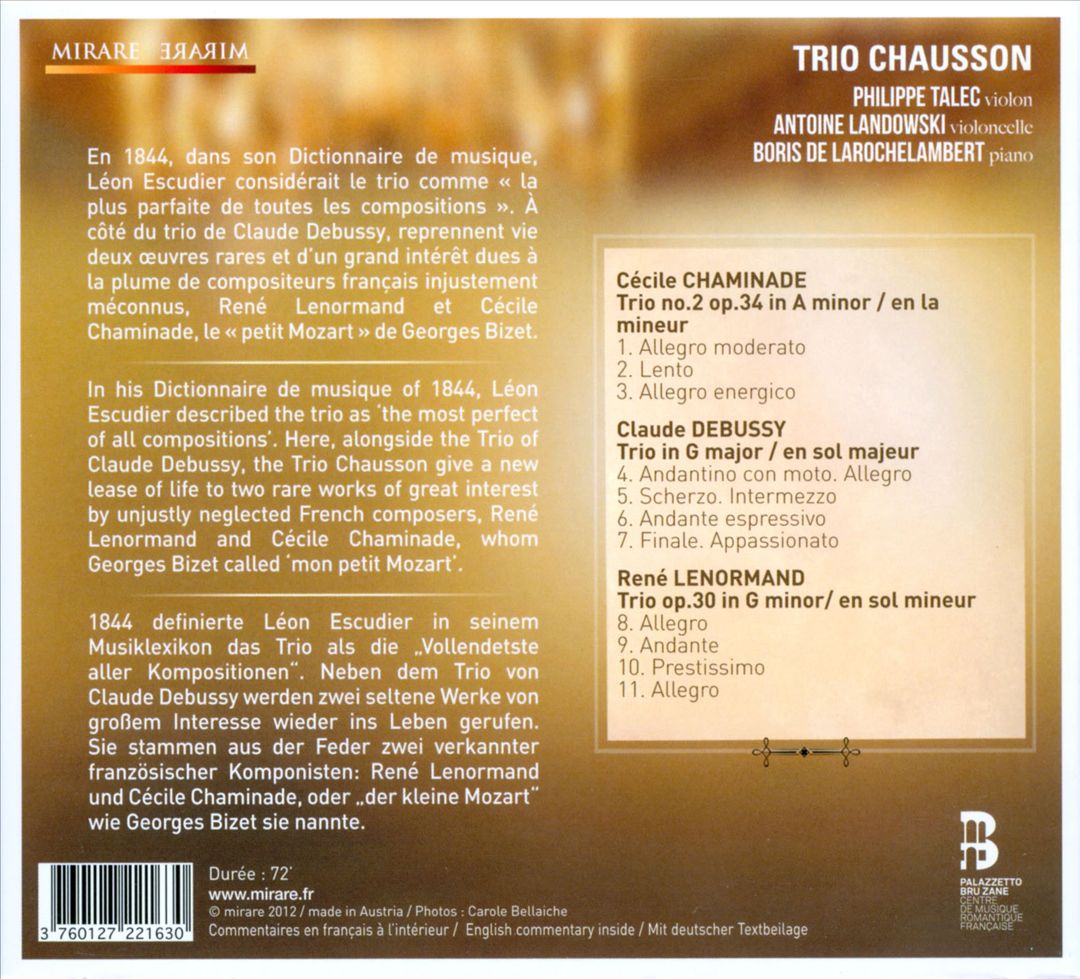 Piano Trios: Chaminade, Debussy, Lenormand cover art