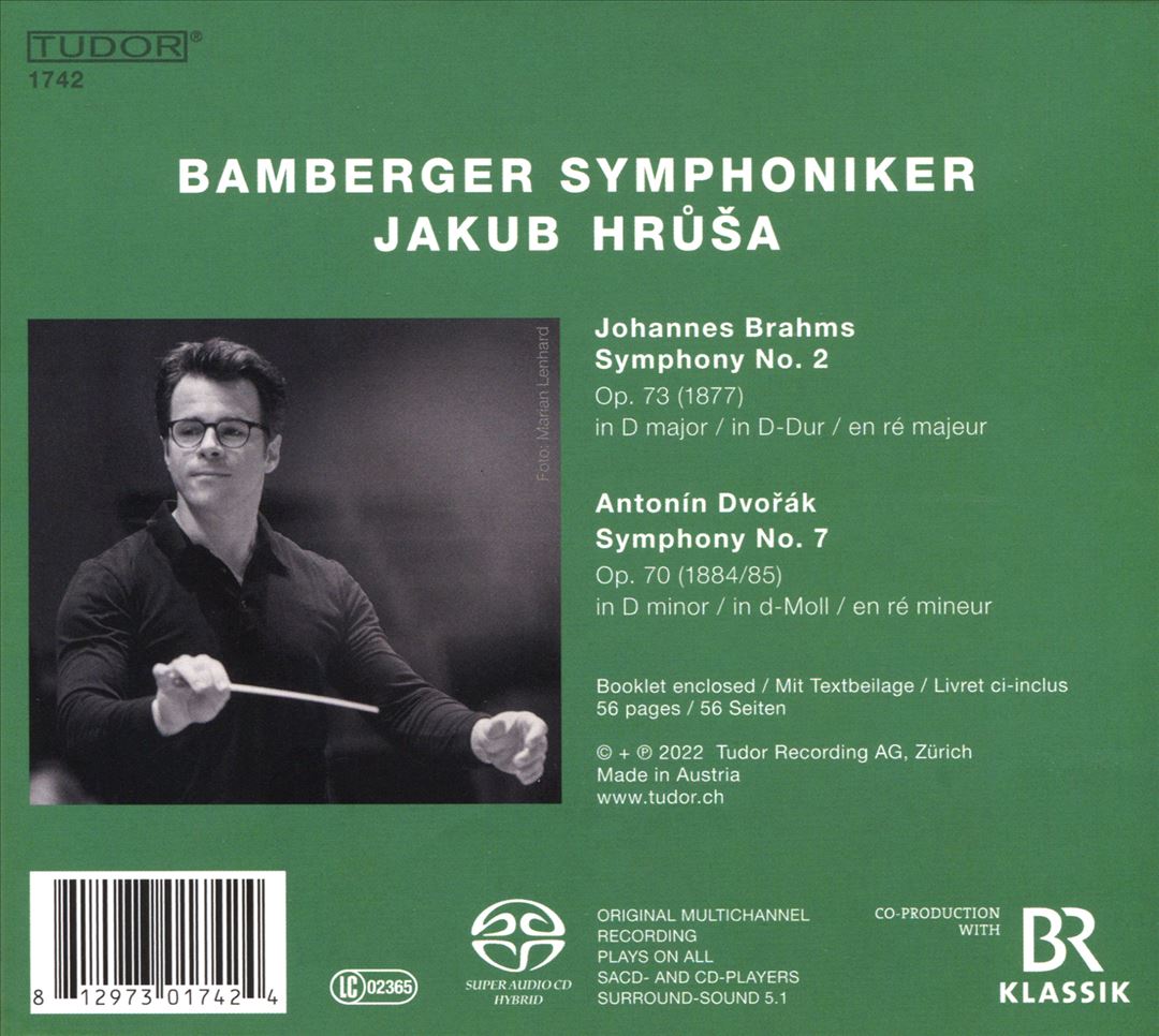Johannes Brahms: Symphony No. 2; Antonín Dvorák: Symphony No. 7 cover art