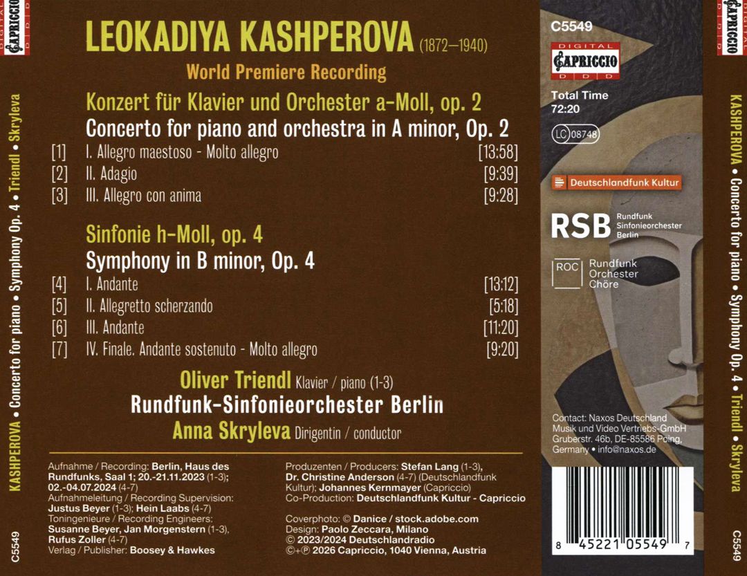 Leokadiya Kashperova: Piano Concerto Op. 2;  Symphony Op. 4 cover art