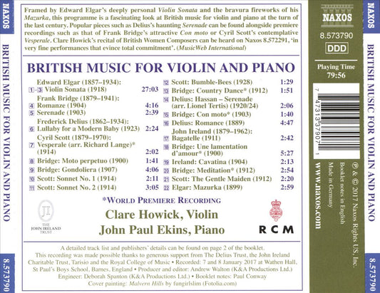 British Music for Violin and Piano cover art