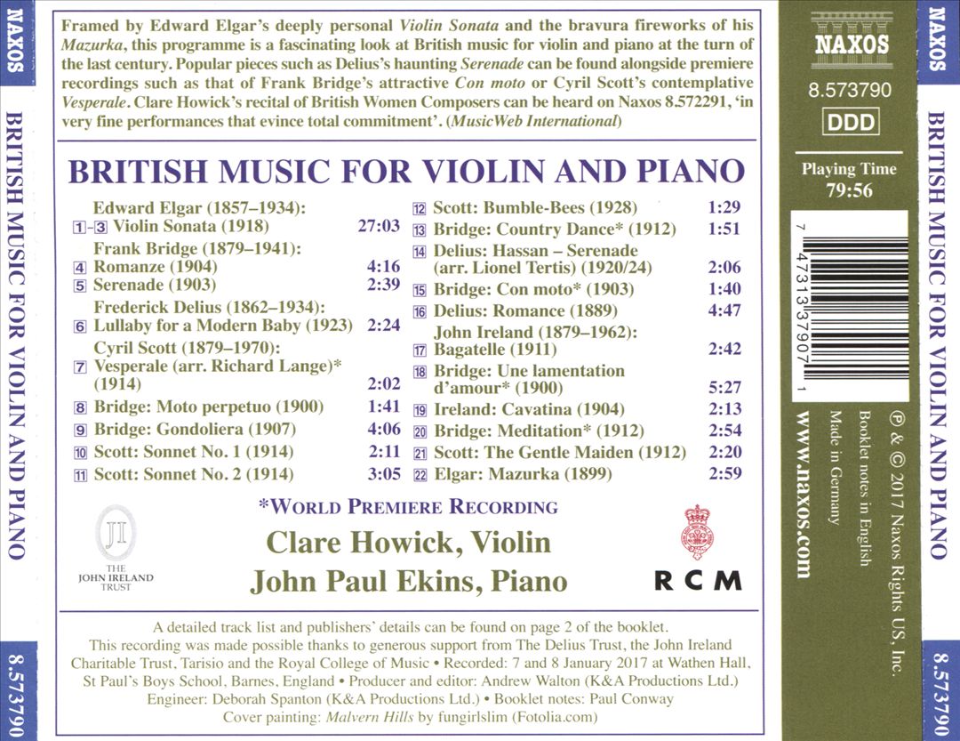 British Music for Violin and Piano cover art