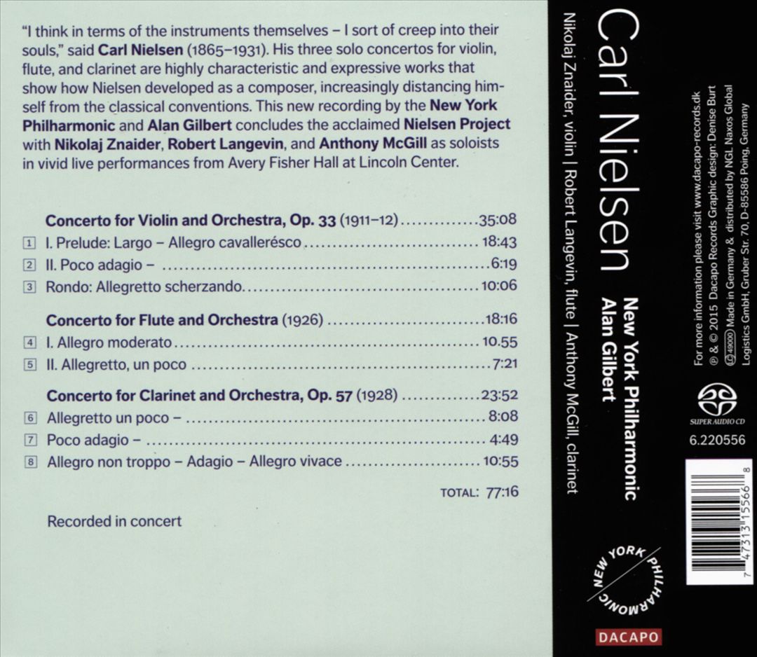 Carl Nielsen: Violin Concerto; Flute Concerto; Clarinet Concerto cover art