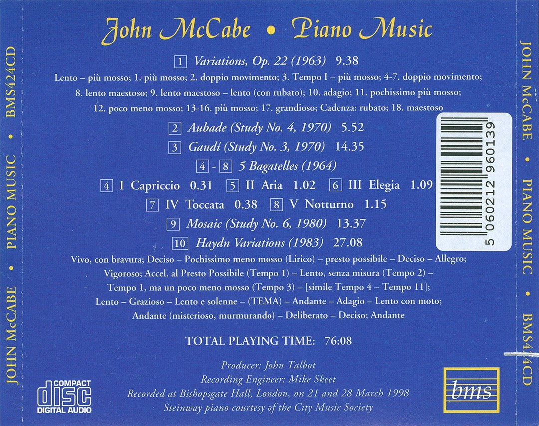 John McCabe: Piano Music cover art