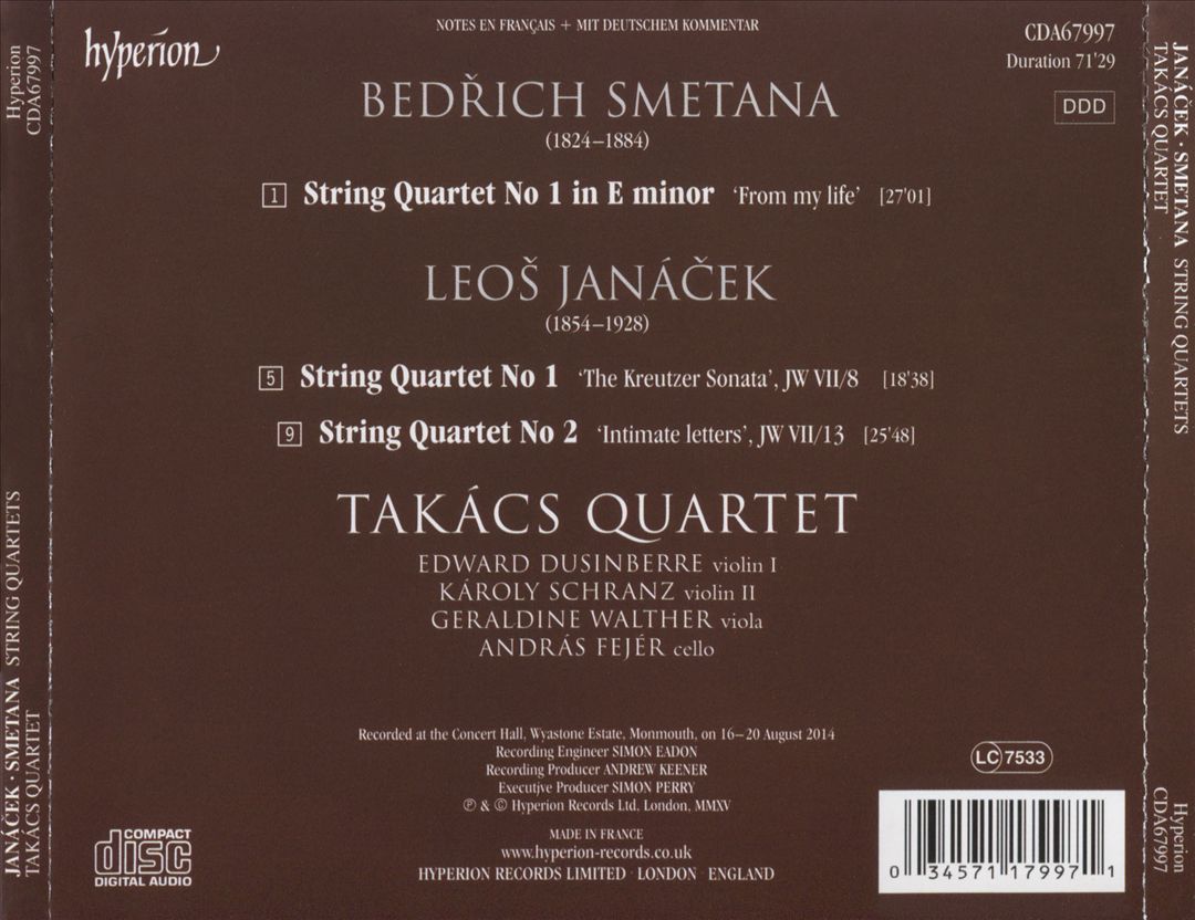 Janácek & Smetana: String Quartets cover art