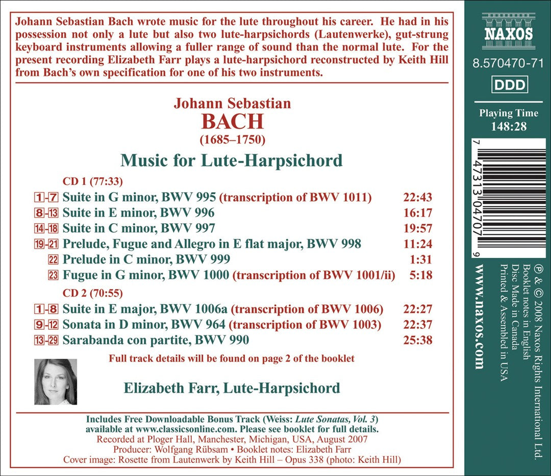 Bach: Music for Lute-Harpsichord cover art