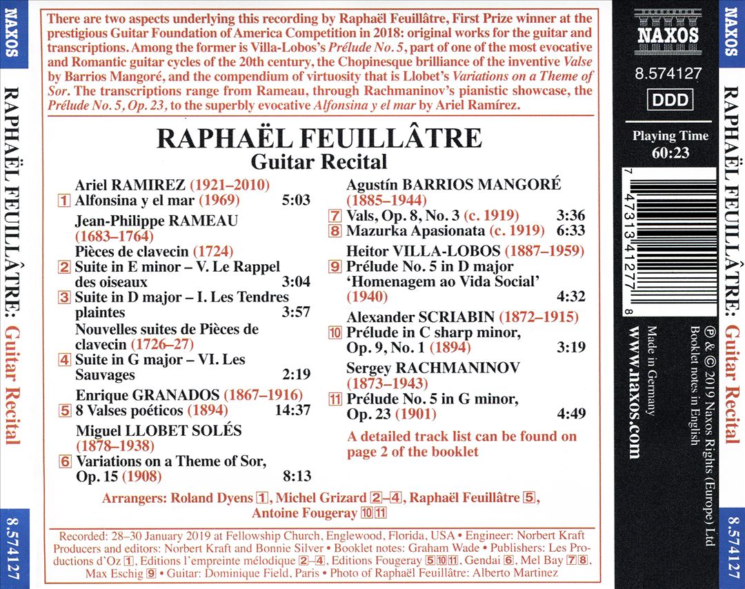 Raphaël Feuillâtre: Winner 2018 Guitar Foundataion of America (GFA) Competition cover art