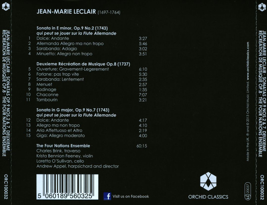 Leclair: Sonatas Op. 9 Nos. 2 & 7; Deuxieme Récréation de Musique Op. 8 cover art