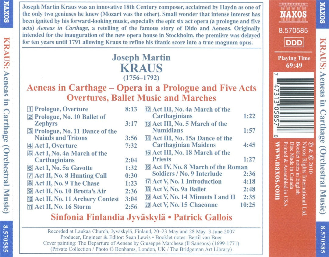 Joseph Martin Kraus: Aeneas in Carthage (Orchestral Music) cover art