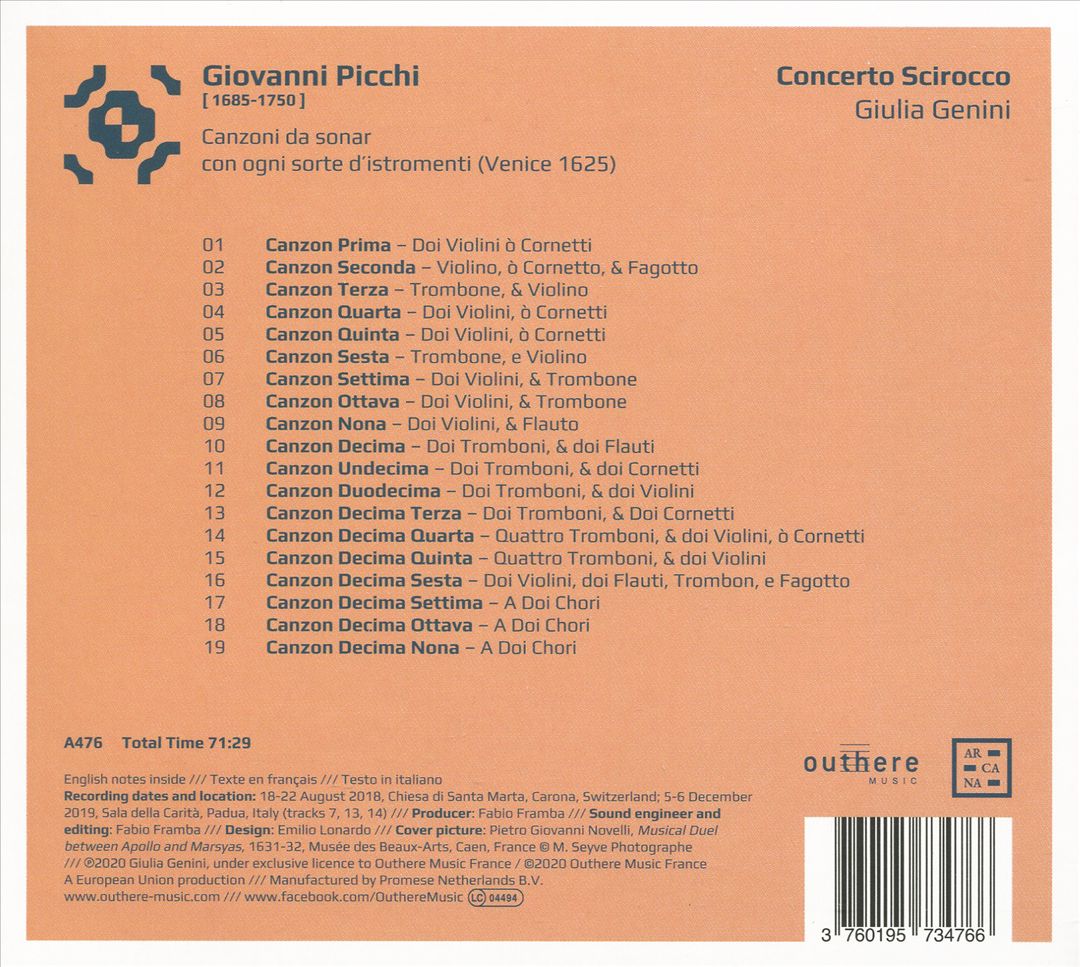 Giovanni Picchi: Canzoni da sonar con ogni sorte d'istromenti cover art