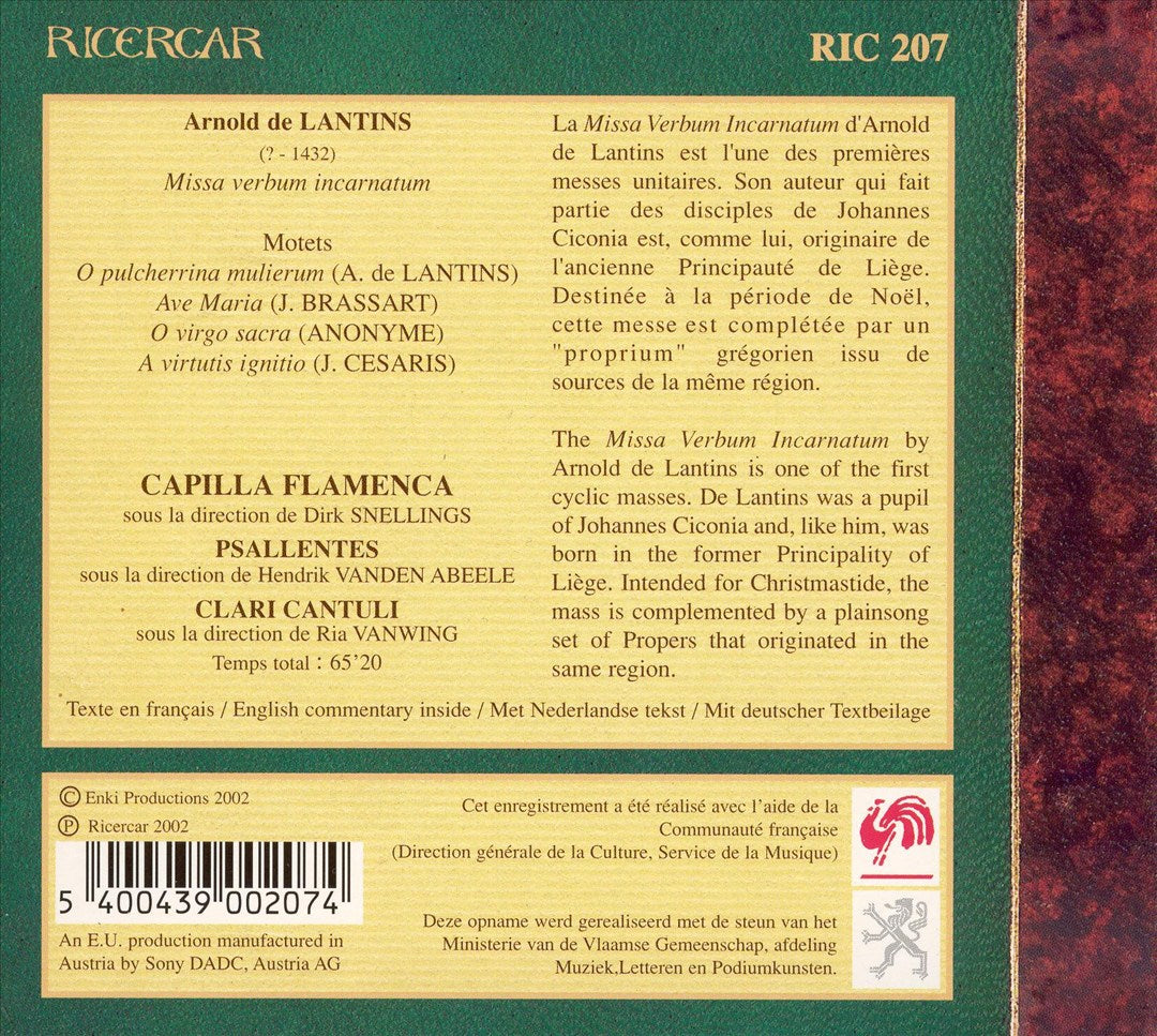 Arnold de Lantins: Missa Verbum Incarnatum cover art