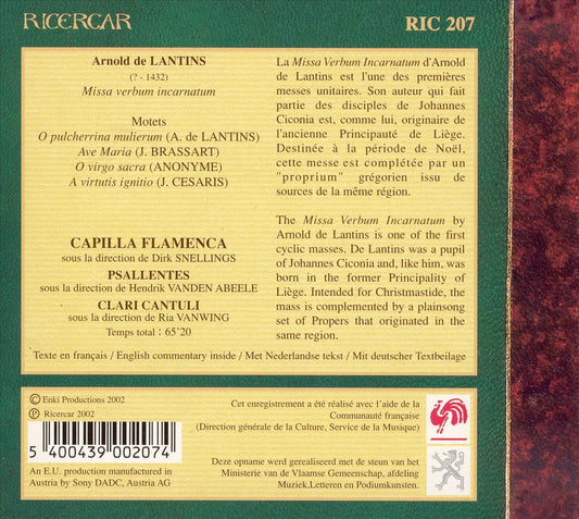 Arnold de Lantins: Missa Verbum Incarnatum cover art