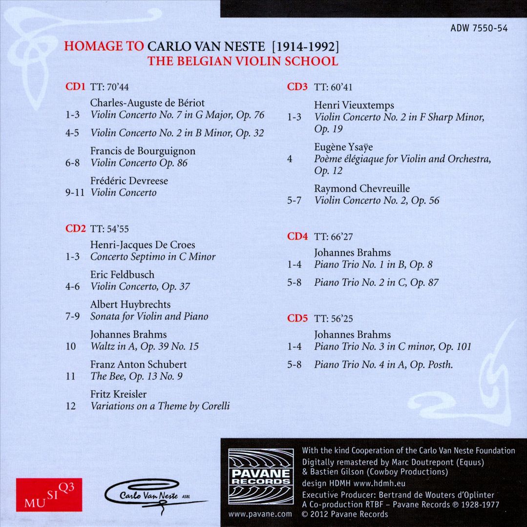 Homage to Carlo Van Neste: Belgian Violin School cover art