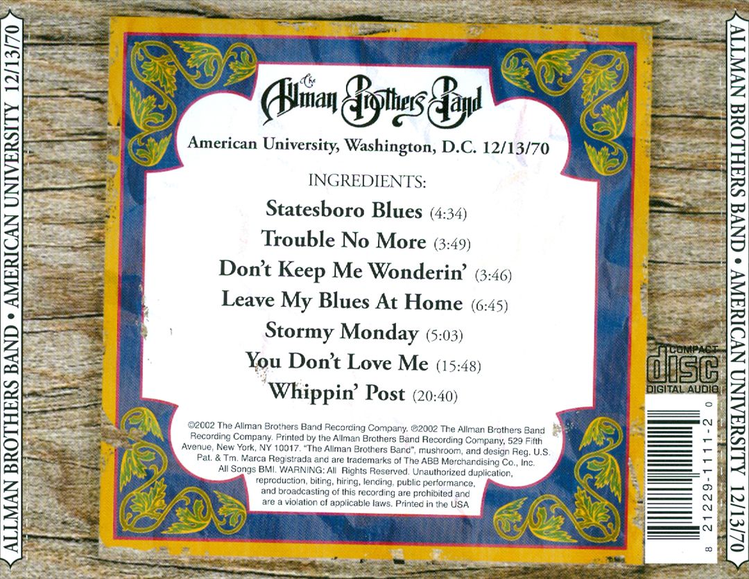 American University 12/13/70 cover art