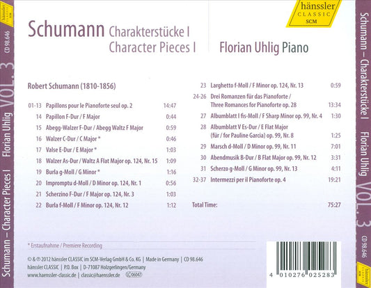 Schumann: Character Pieces, Vol. 1 cover art