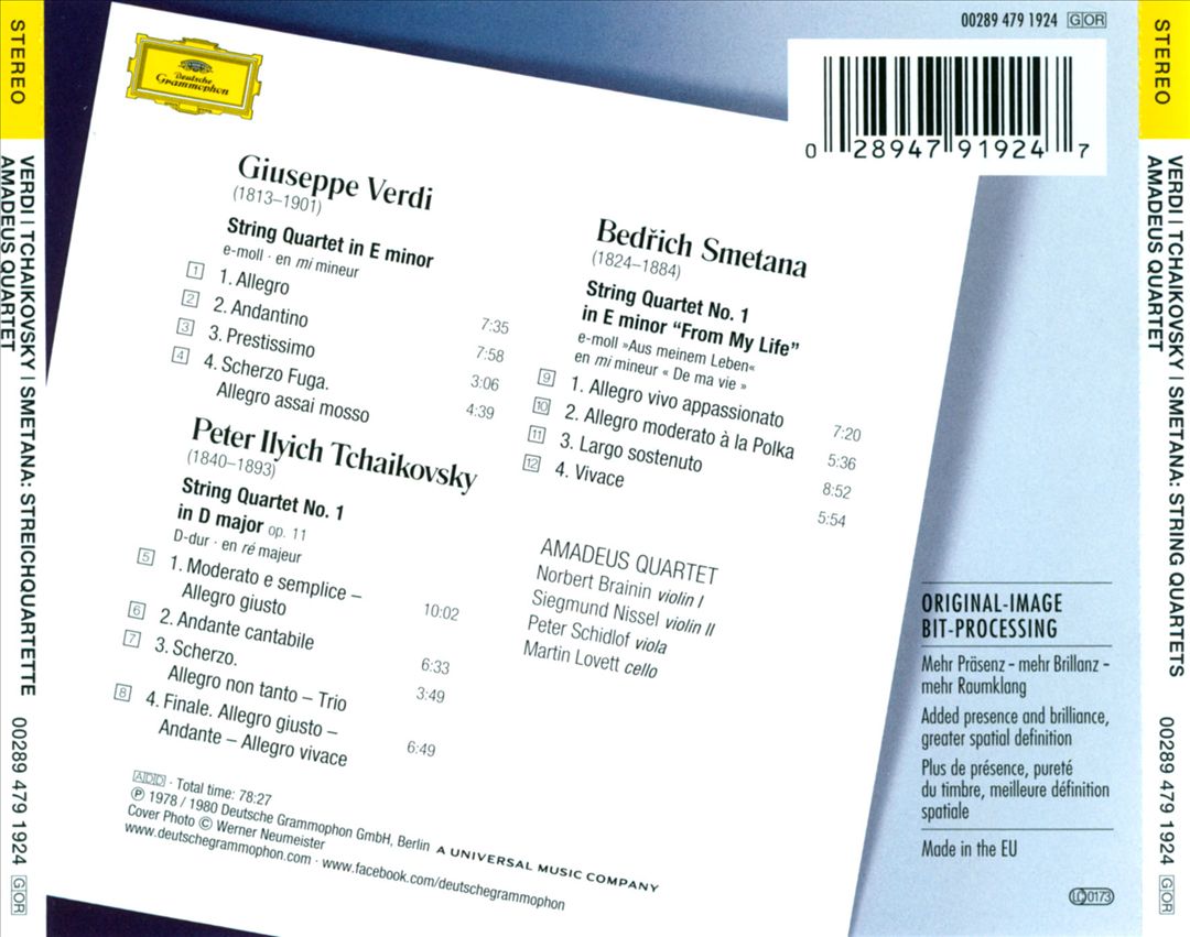 Verdi, Tchaikovsky, Smetana: String Quartets cover art