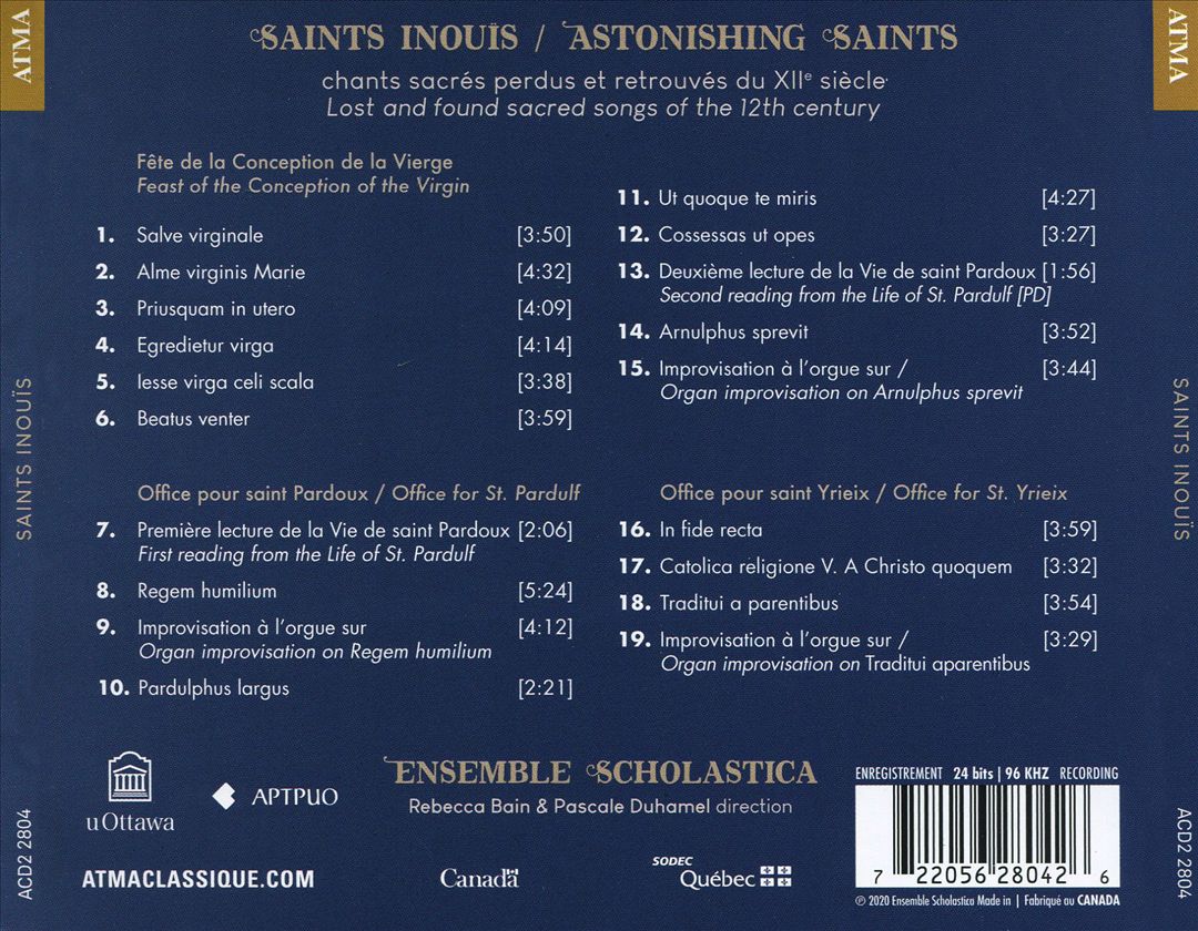 Saints Inouïs: Chants Sacrés Perdus et Retrouvés du XIIe Siècle cover art