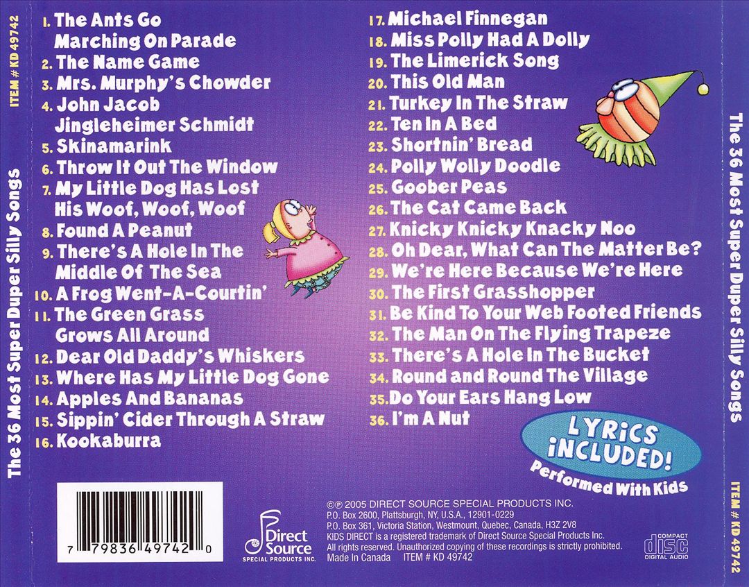 36 of the Most Super Duper Silly Songs cover art