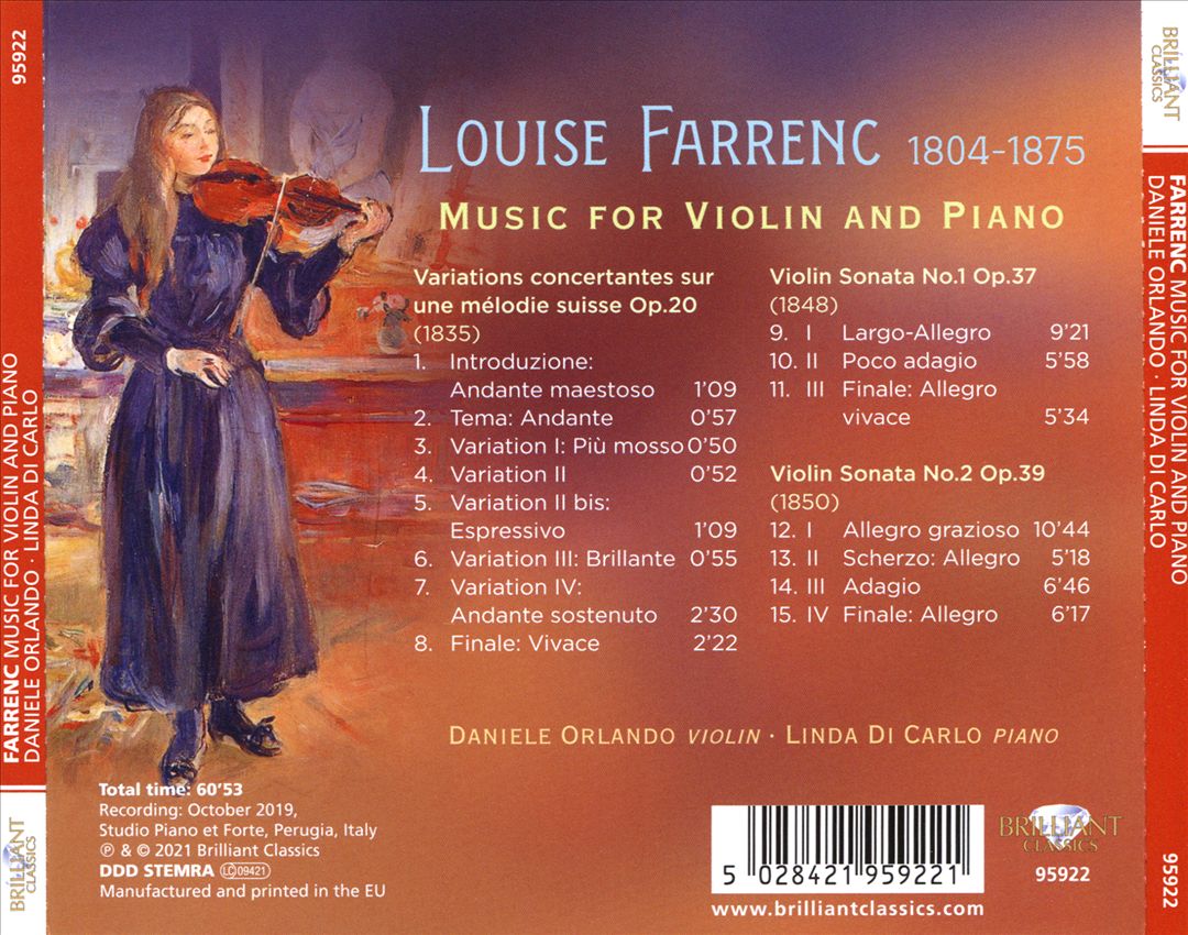 Louise Farrenc: Music for Violin and Piano cover art