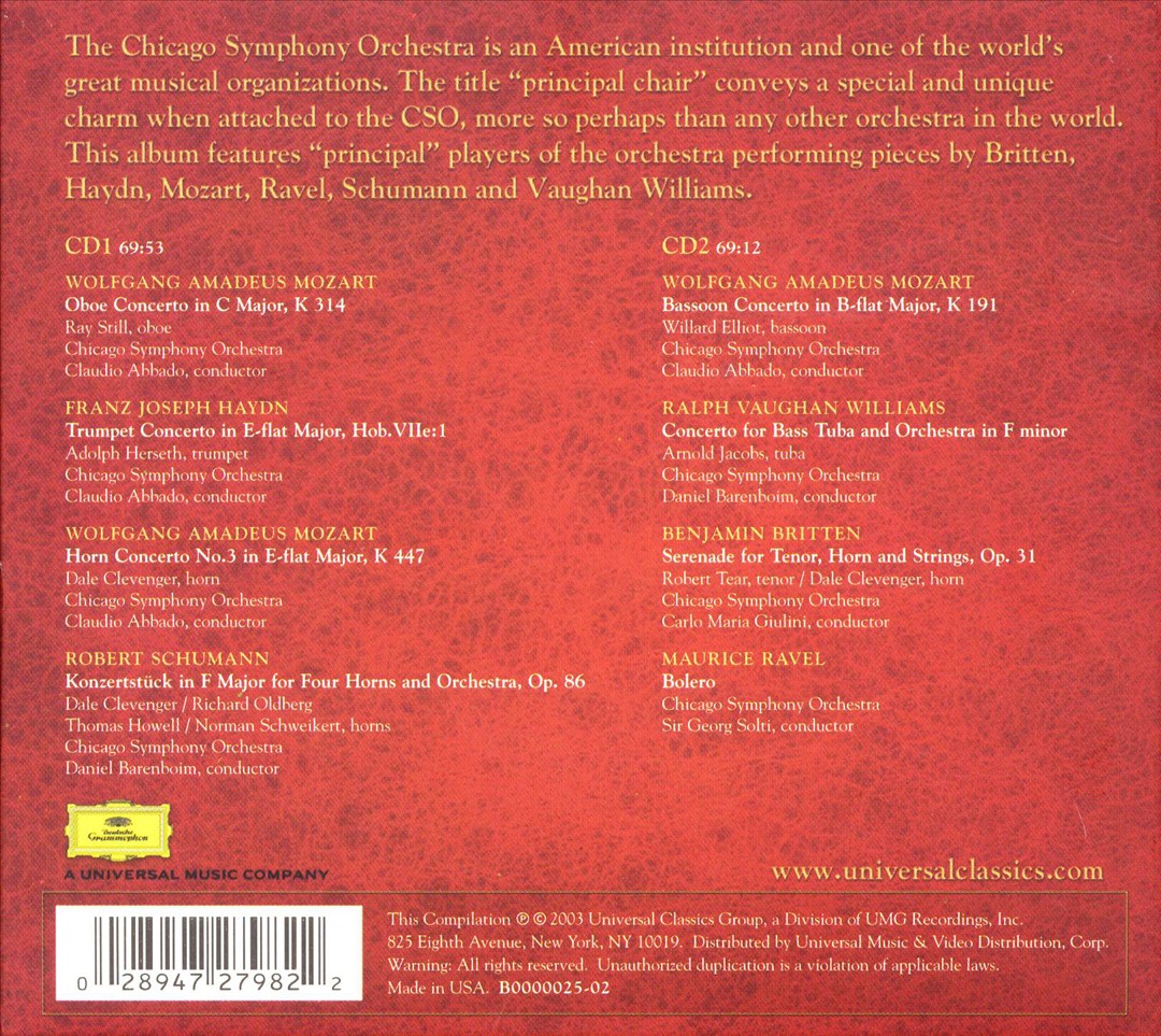 Chicago Principal: First Chair Soloists Play Famous Concertos cover art