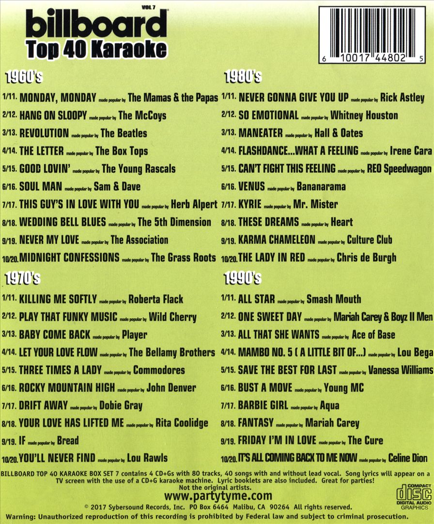 Party Tyme Karaoke: Billboard Top 40 Karaoke Box Set, Vol. 7 cover art