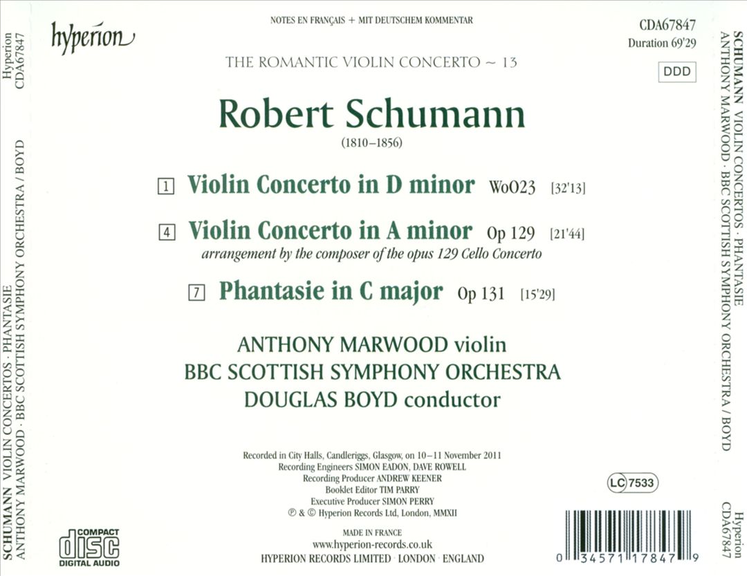 Romantic Violin Concerto, Vol. 13: Schumann cover art