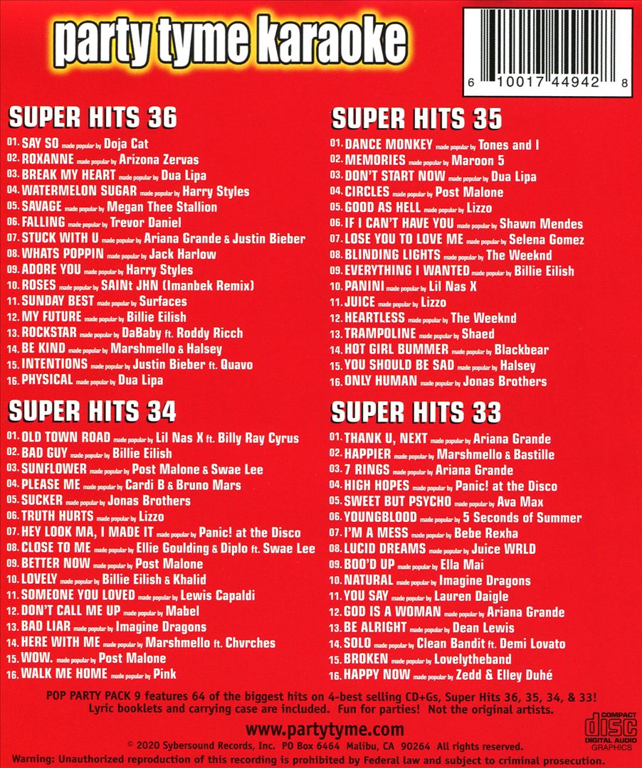 Party Tyme Karaoke: Pop Party Pack 9 cover art