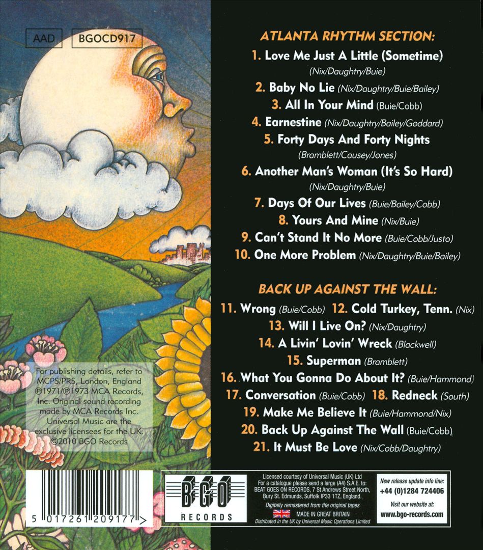 Atlanta Rhythm Section/Back Up Against the Wall cover art