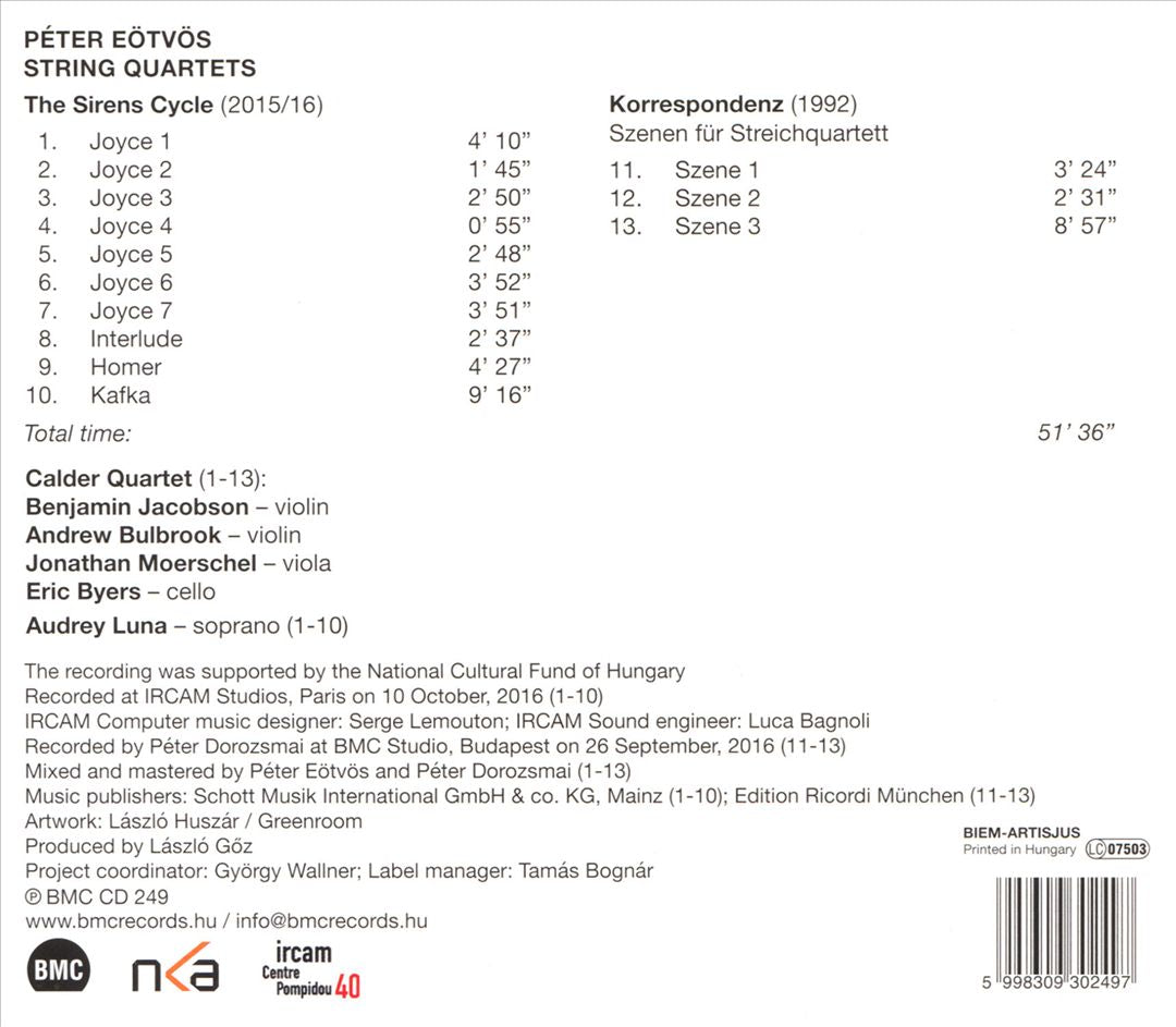 Péter Eötvös: String Quartets cover art