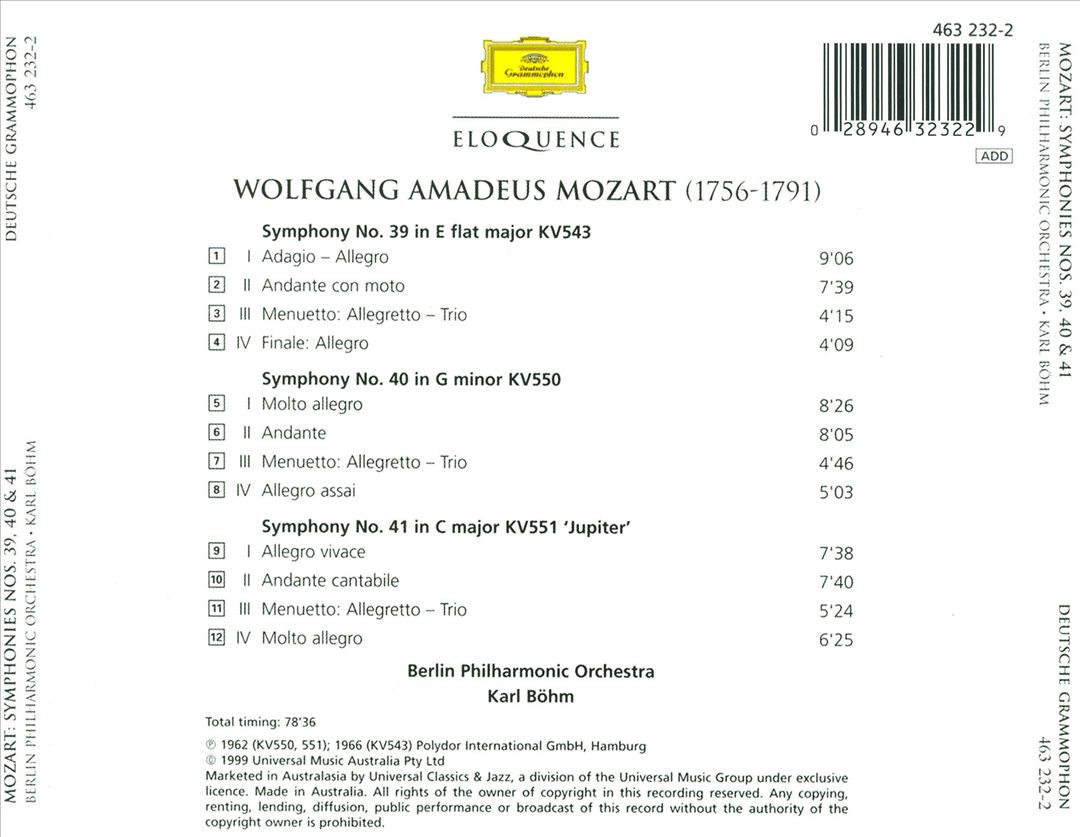 Mozart: Symphonies Nos. 39, 40 & 41 cover art