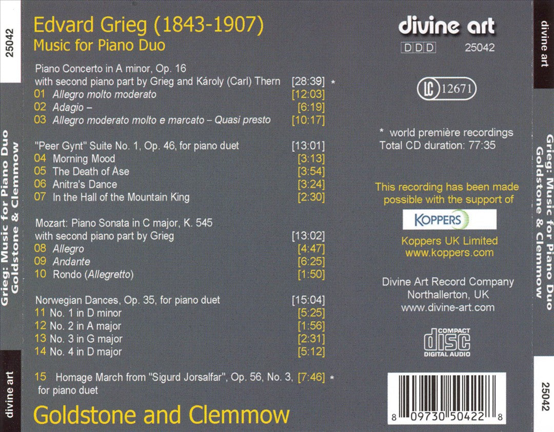 Grieg for Piano Duo cover art