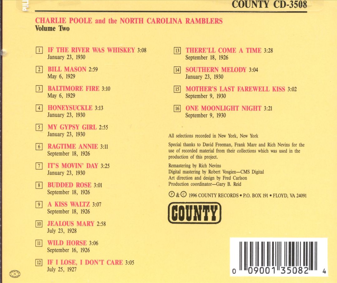 Charlie Poole & the North Carolina Ramblers, Vol. 2: Old Time Songs Recorded from 1926 cover art
