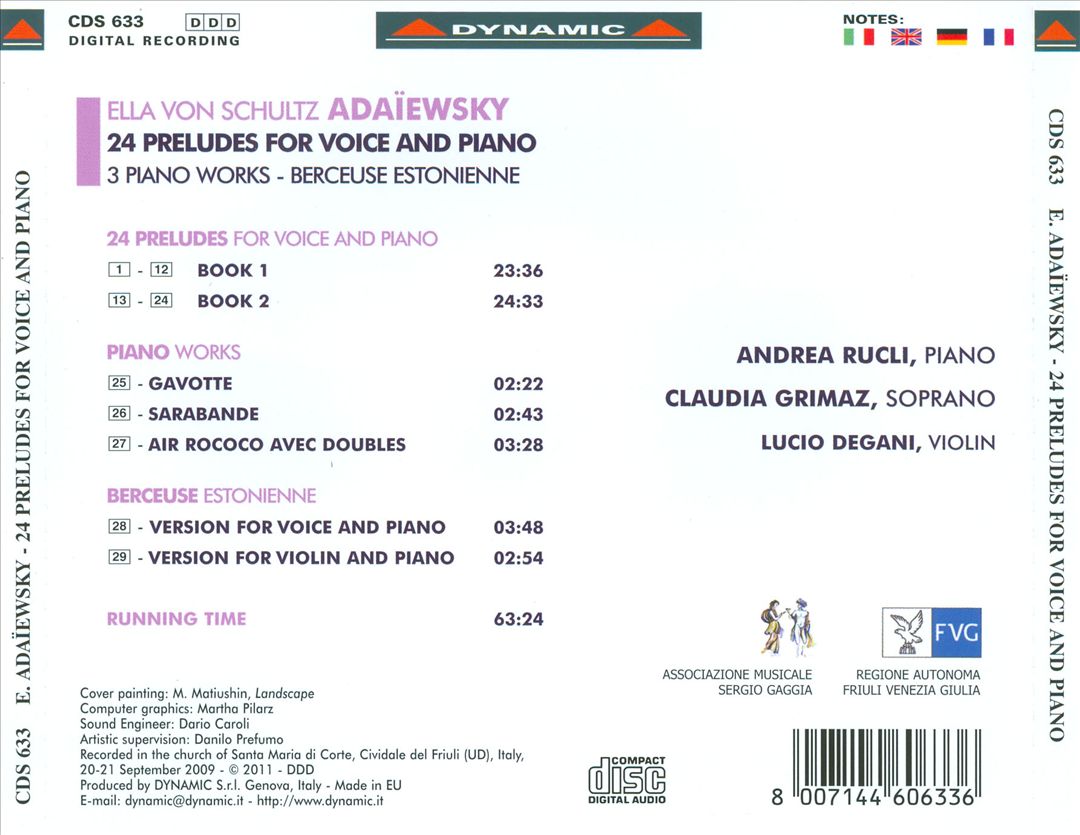 Ella Adaïewsky: 24 Preludes for Voice and Piano cover art