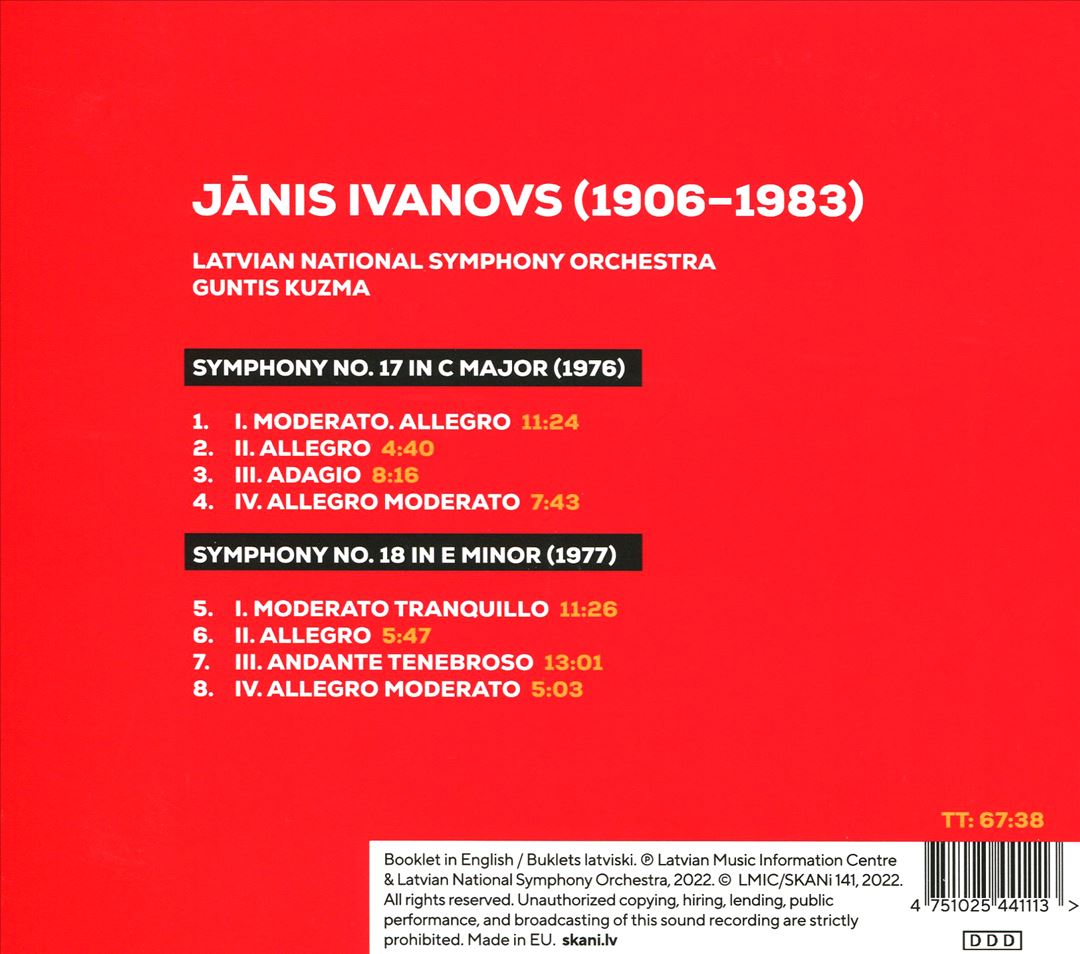 Janis Ivanovs: Symphonies Nos. 17 & 18 cover art