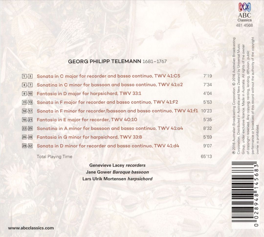 Telemann: Sonatas, Sonatinas and Fantasias cover art