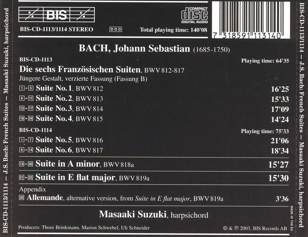 J.S. Bach: French Suites cover art
