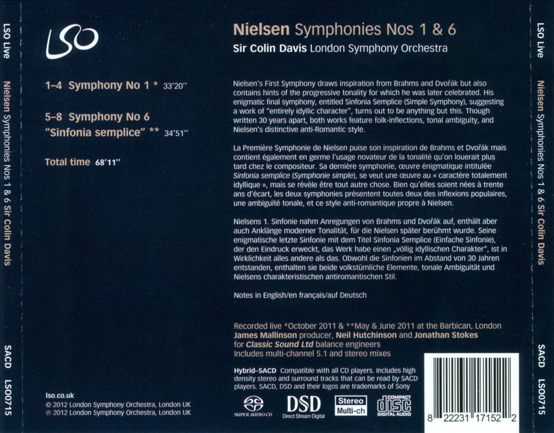 Carl Nielsen: Symphonies Nos 1 & 6 cover art