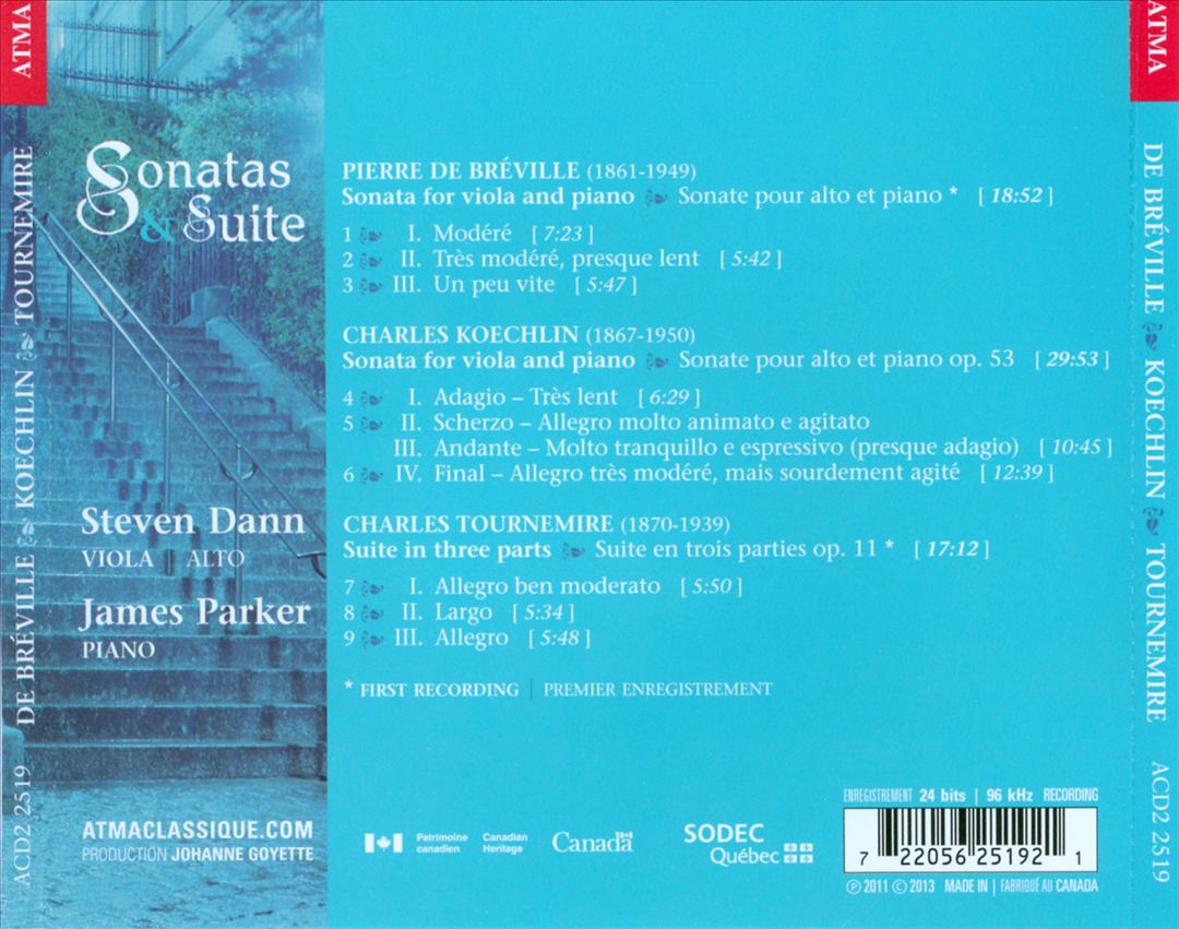 Sonatas & Suite: De Breville, Koechlin, Tournemire cover art