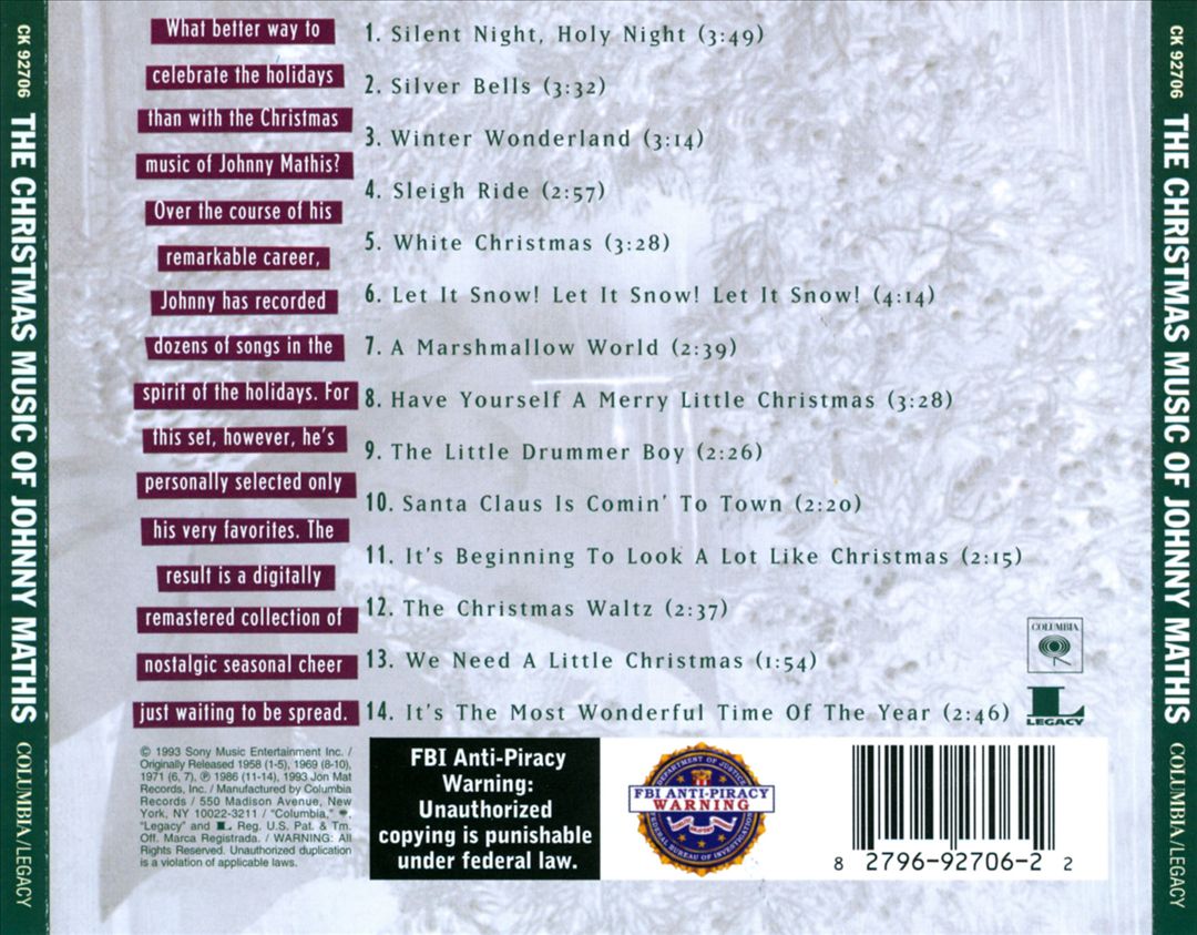 Christmas Music of Johnny Mathis: A Personal Collection cover art