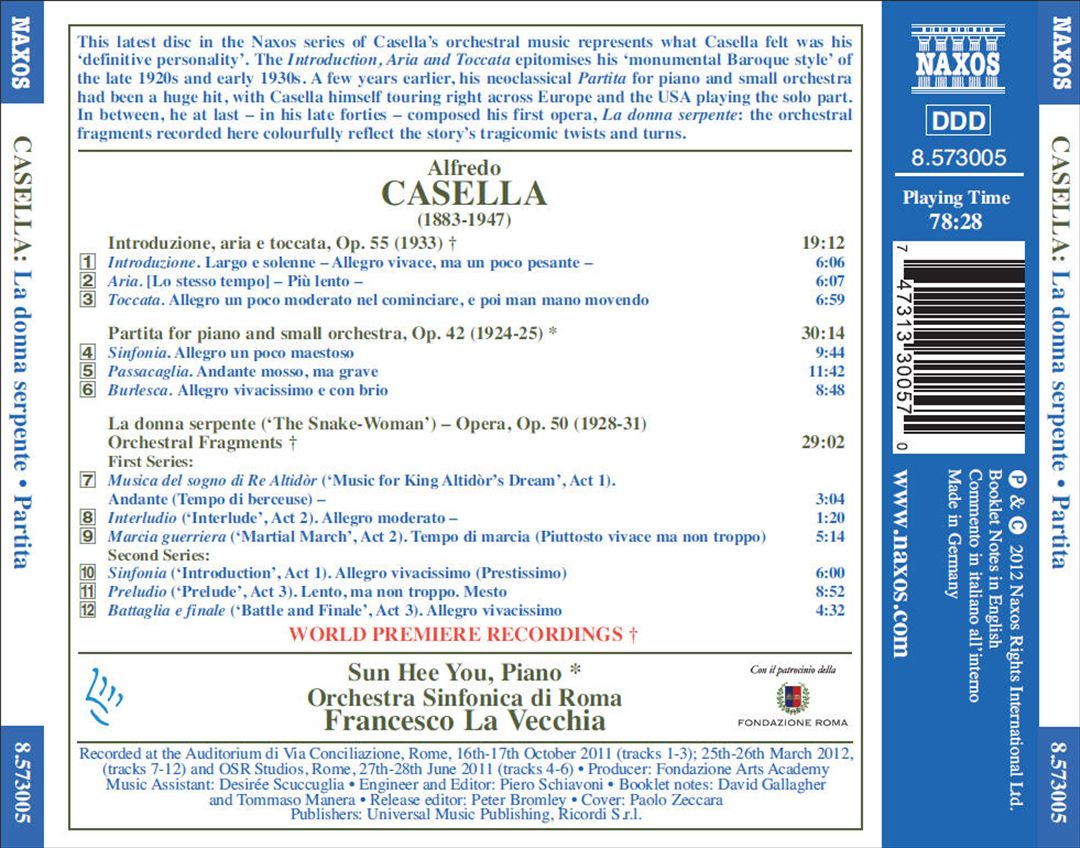 Casella: La donna serpente; Introduzione, Aria e Toccata; Partita cover art