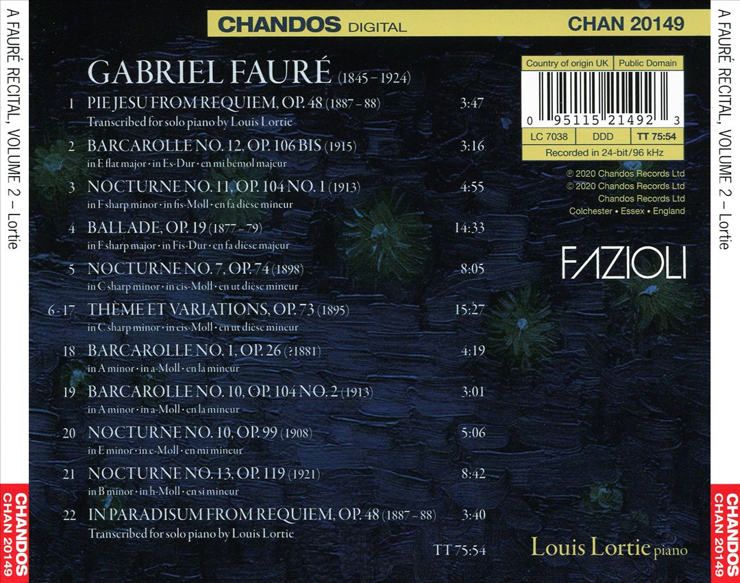 In paradisum: A Fauré Recital, Vol. 2 cover art