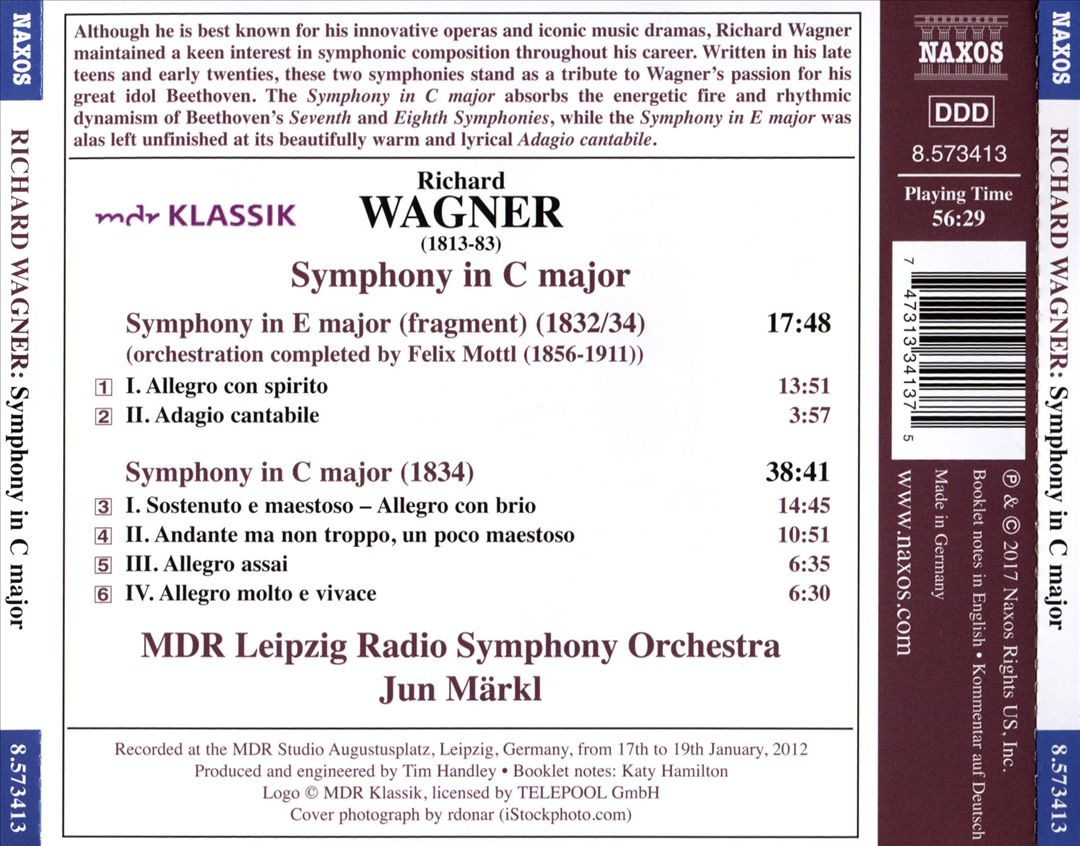 Wagner: Symphony in C Major; Symphony in E major (fragment) cover art