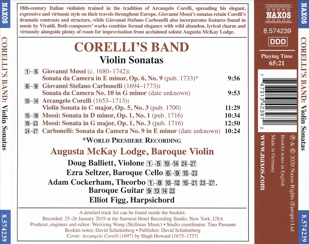 Corelli's Band: Violin Sonatas - Carbonelli, Corelli, Mossi cover art