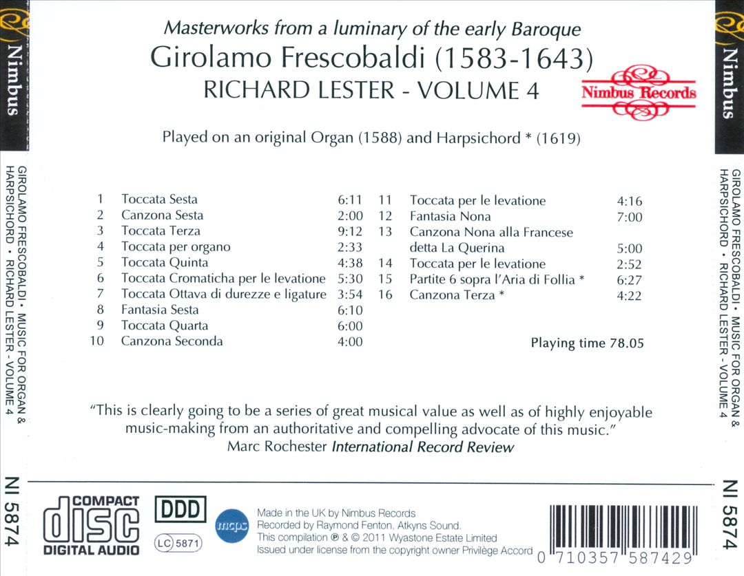 Frescobaldi, Vol. 4 cover art