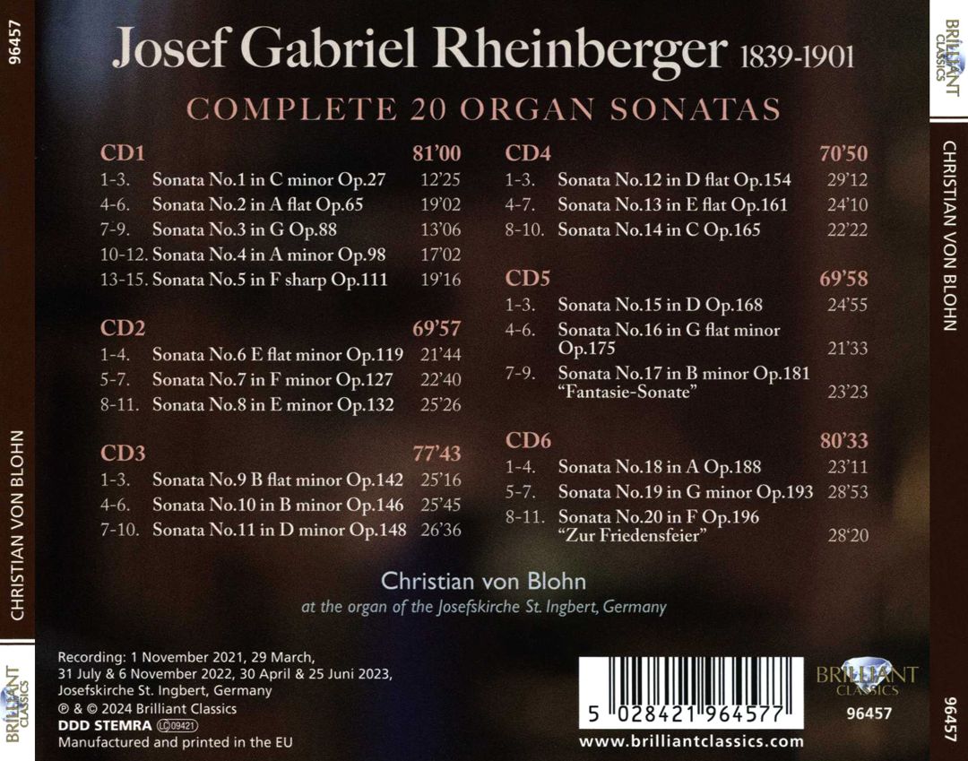 Rheinberger: Complete 20 Organ Sonatas cover art
