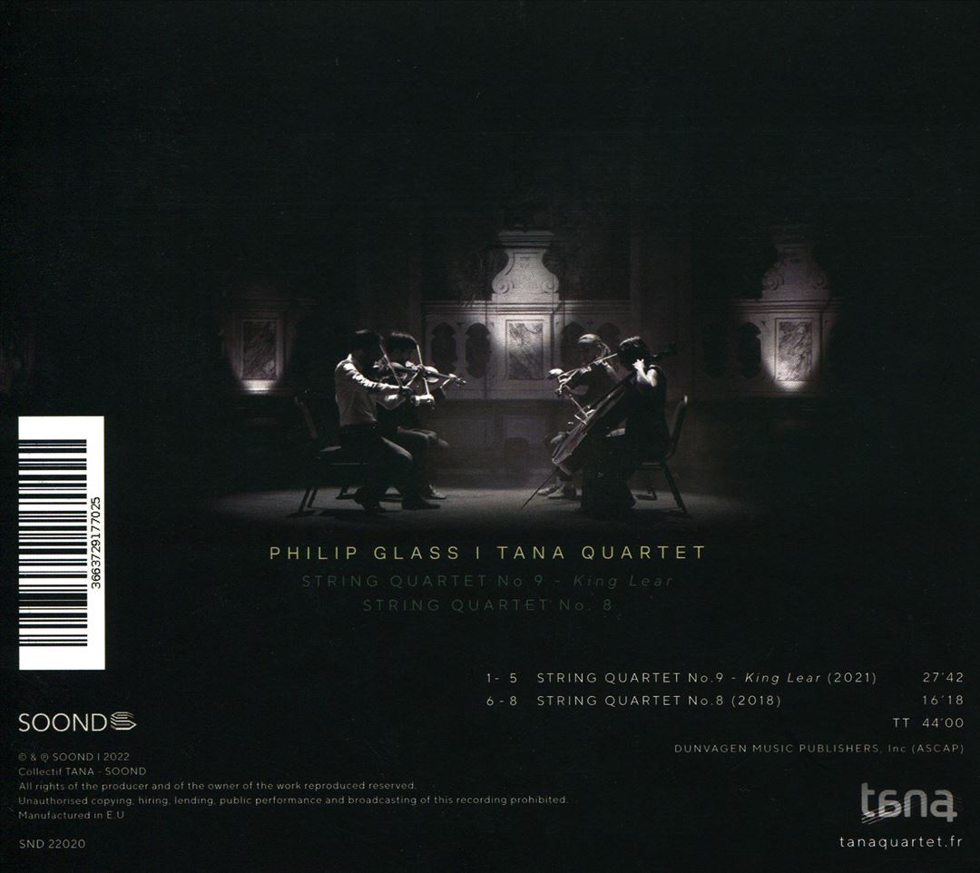 Philip Glass: String Quartet No. 9 "King Lear"; String Quartet No. 8 cover art