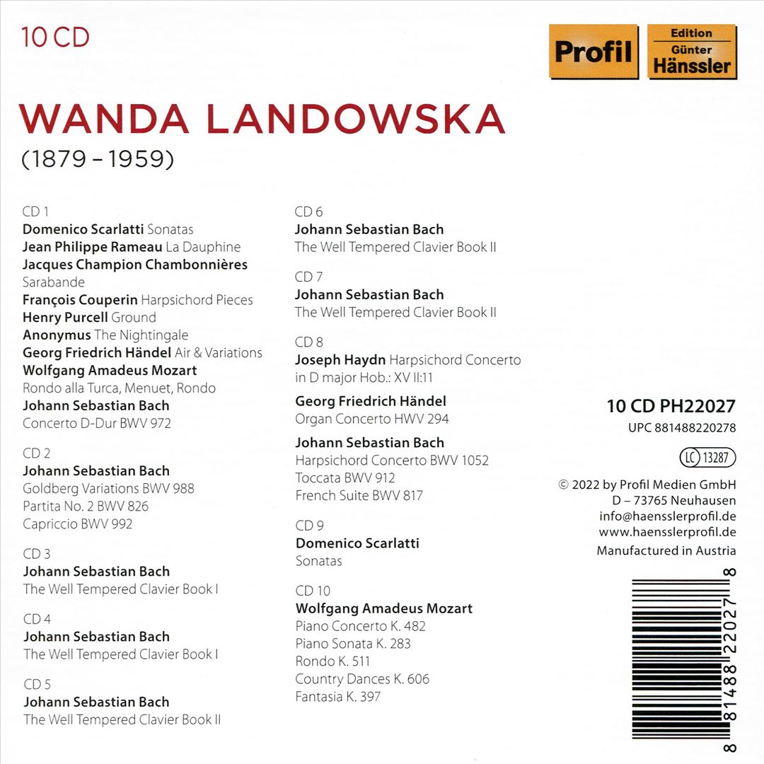 Wanda Landowska plays Bach, Mozart, Händel, Scarlatti, Rameau cover art