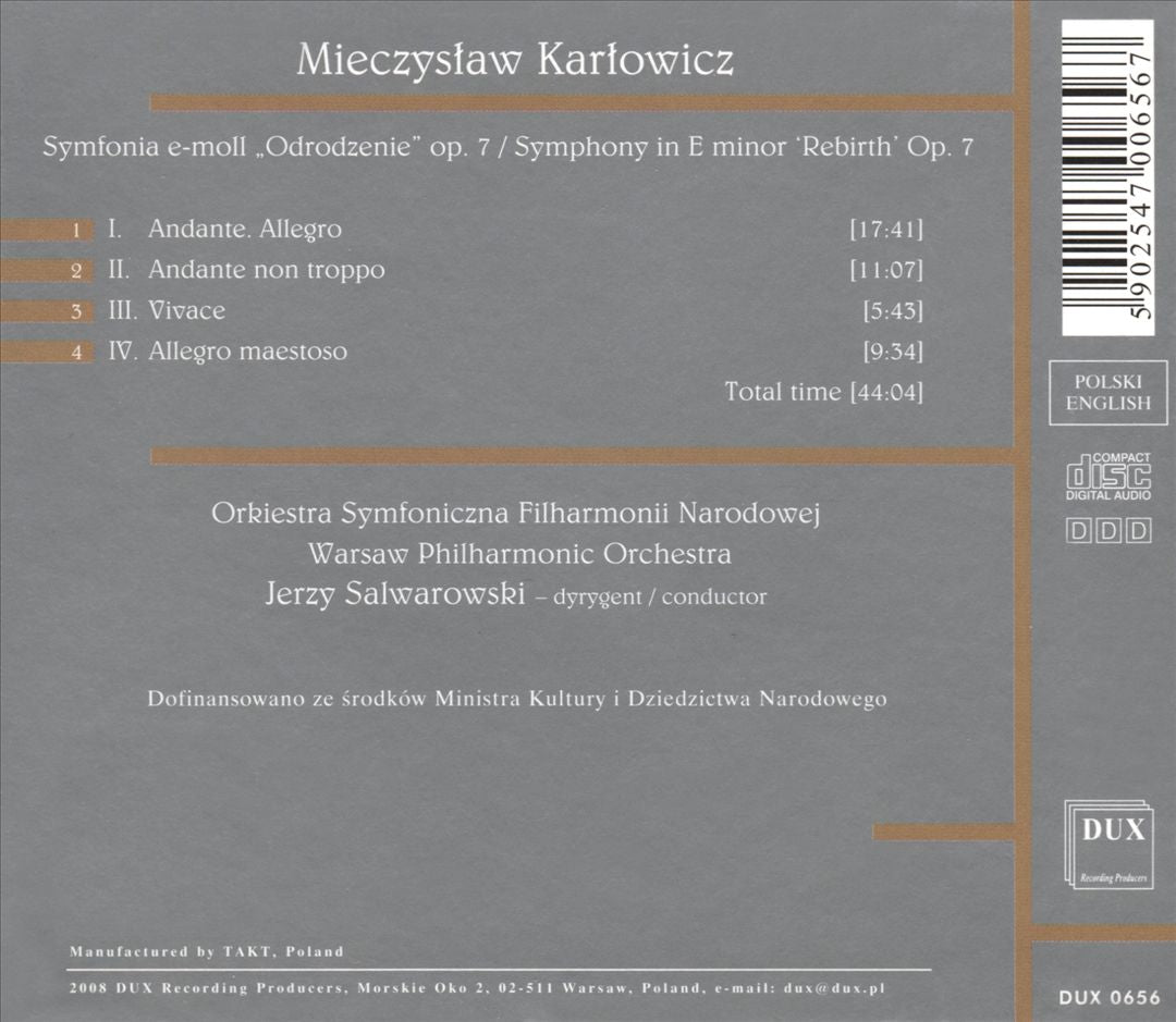 Mieczyslaw Karlowicz: Symfonia e-moll "Odrodzenie", Op. 7 cover art