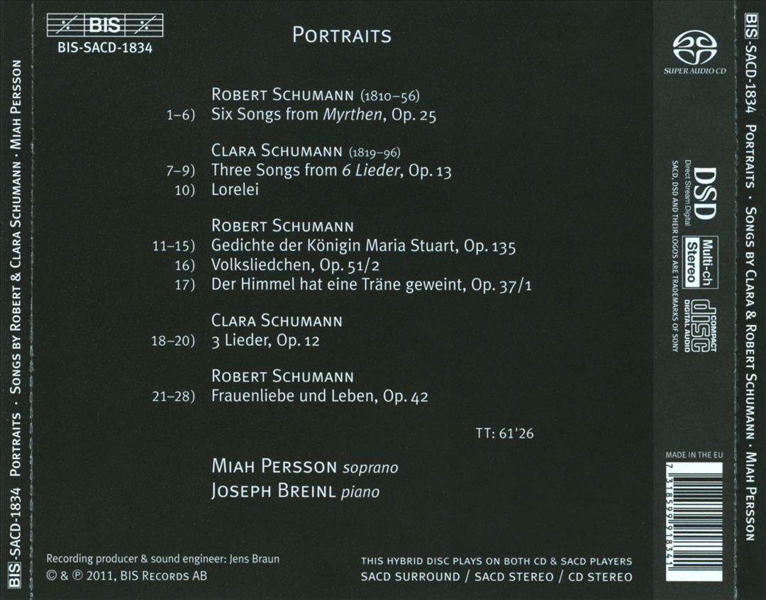 Portraits: Songs by Clara & Robert Schumann cover art